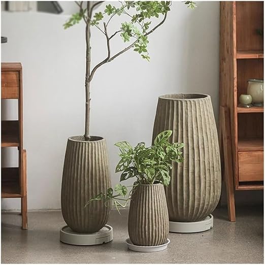 ๐บ Tall Round Concrete Planter ๐ฑ Floor Standing Plant Pot ๐ก with Drainage Holes