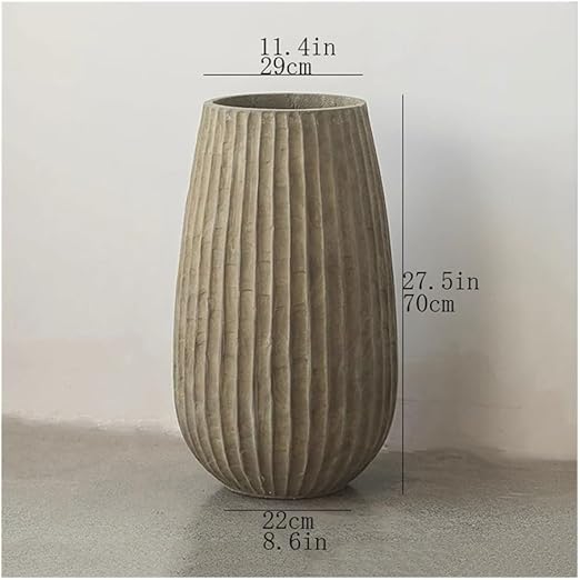 🏺 Tall Round Concrete Planter 🌱 Floor Standing Plant Pot 🏡 with Drainage Holes