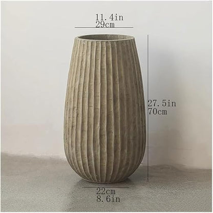 🏺 Tall Round Concrete Planter 🌱 Floor Standing Plant Pot 🏡 with Drainage Holes