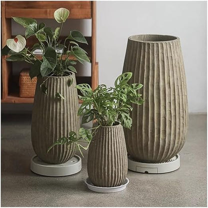 🏺 Tall Round Concrete Planter 🌱 Floor Standing Plant Pot 🏡 with Drainage Holes
