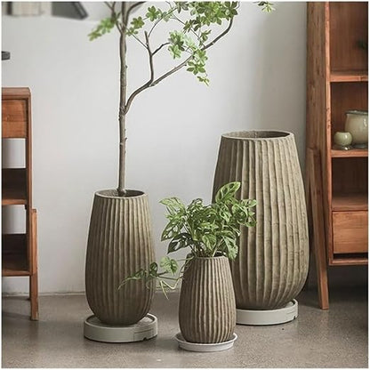 🏺 Tall Round Concrete Planter 🌱 Floor Standing Plant Pot 🏡 with Drainage Holes