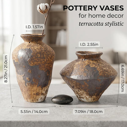 🌿🏡 Farmhouse Terracotta Vase – Rustic Home Décor Accent ✨