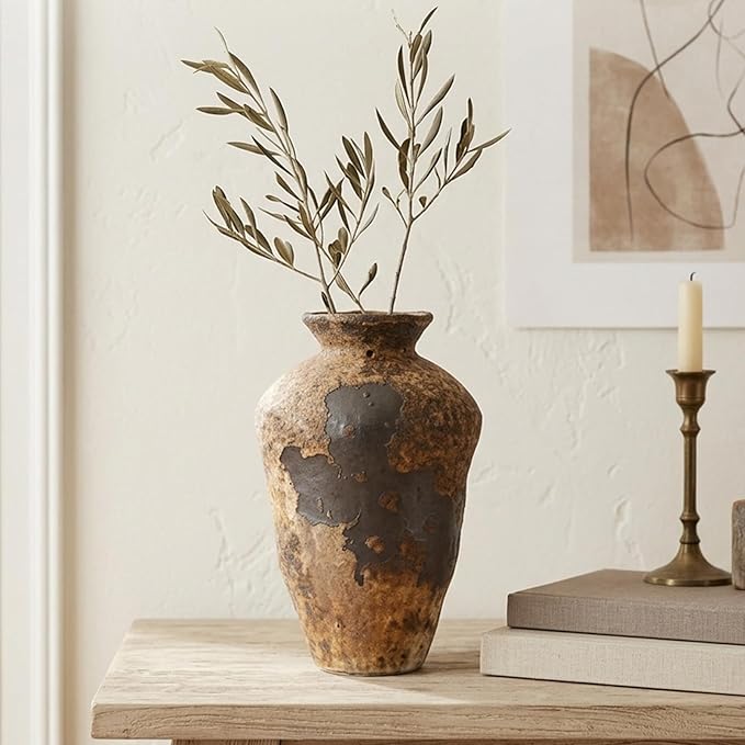 🌿🏡 Farmhouse Terracotta Vase – Rustic Home Décor Accent ✨