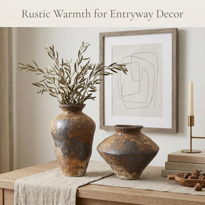 🌿🏡 Farmhouse Terracotta Vase – Rustic Home Décor Accent ✨