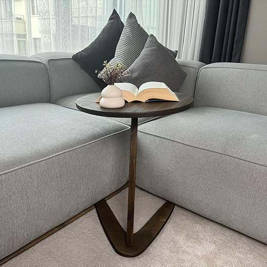 🪵✨ C-Shaped Side Table – Handmade Wooden Sofa Snack Table 🌿