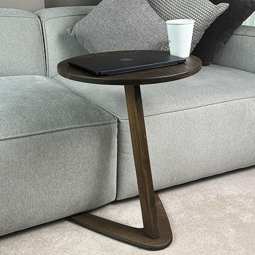 🪵✨ C-Shaped Side Table – Handmade Wooden Sofa Snack Table 🌿